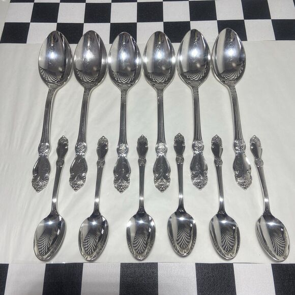 Vintage Soviet USSR Melchior Cupronickel Spoon Set of 6 Tea & 6 Table Spoon МНЦ - Picture 5 of 8